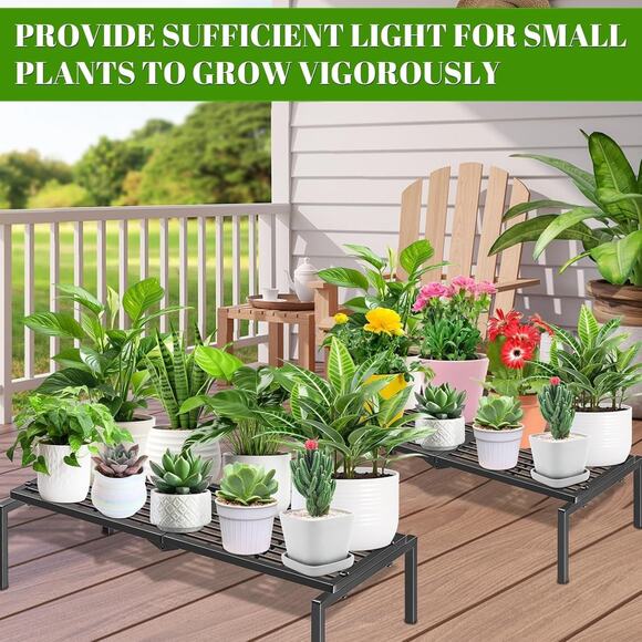 1 Tier Metal Plant Stand Indoor Outdoor, Multiple Flower Pot Holder Rack, Black - Picture 5 of 7
